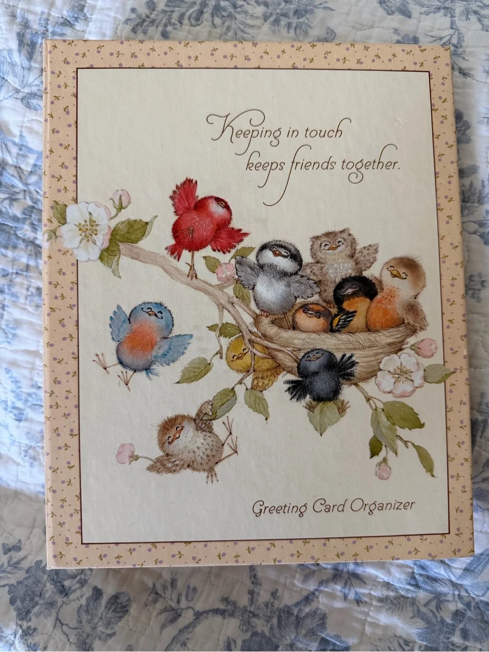 Hallmark Vintage Greeting Card Organizer Binder with Colorful Bird Illustration